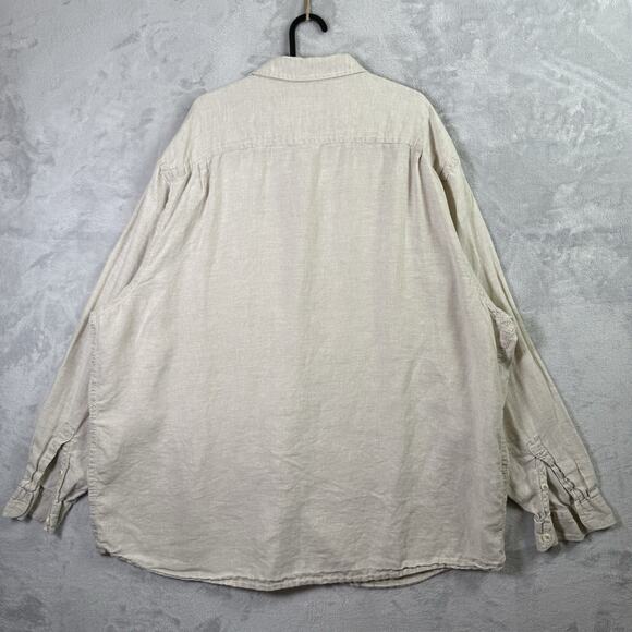 Tommy Bahama Button Up Shirt Men's XXL Linen Cream Tropical Breathable Pocket - Picture 14 of 16